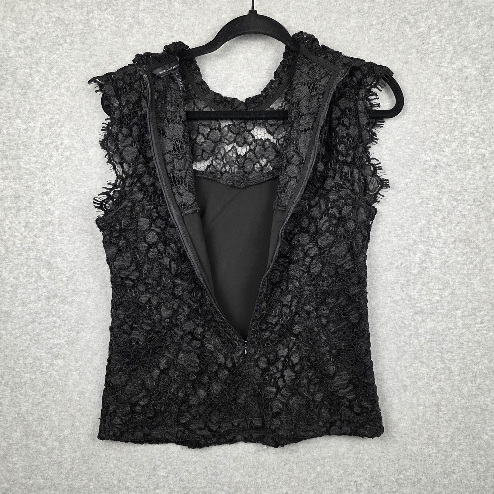 White‎ House Black Market Shirt Womens 6 Black Lace Sleeveless Fairy Grunge - Picture 3 of 13